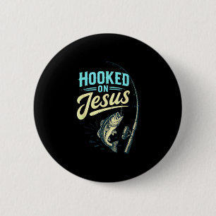 Macaron Rond 5 Cm conception vintage Jésus foi poisson pêche