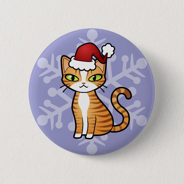 Macaron Rond 5 Cm Concevez votre propre chat de dessin (Noël) (Devant)