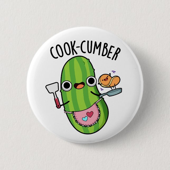 Macaron Rond 5 Cm Concombre de Cook Funny Concomber Pun (Devant)