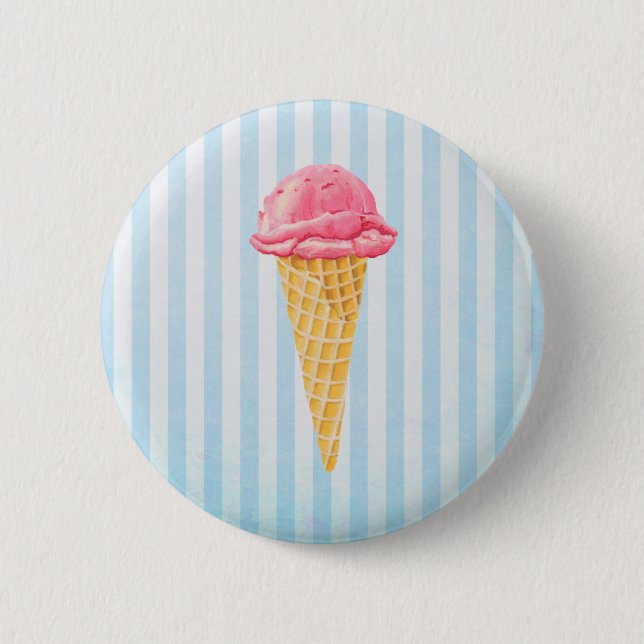 Macaron Rond 5 Cm Cône De Crème De Glace Aux Fraises Bleues (Devant)