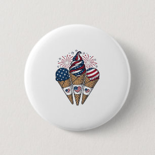 Macaron Rond 5 Cm Cônes de glace patriotiques vintage 4 juillet S