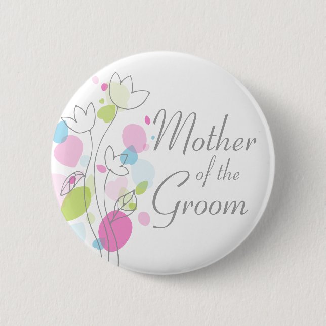 Macaron Rond 5 Cm Confetti Mère du mariage Groom pin / bouton (Devant)