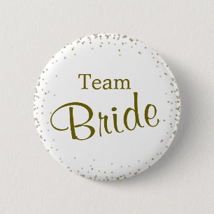 Macaron Rond 5 Cm Confettis d'or de jeune mariée d'équipe