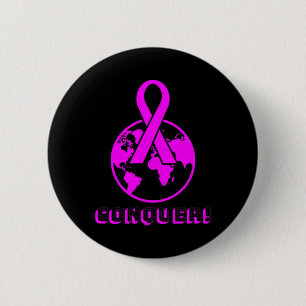 Macaron Rond 5 Cm CONQUER ! le monde - combattre le cancer du sein