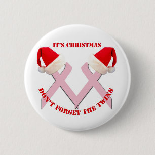Macaron Rond 5 Cm Conscience de cancer du sein à Noël