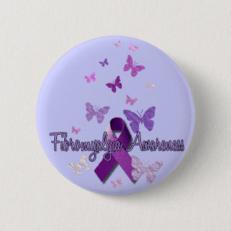 Macaron Rond 5 Cm Conscience de fibromyalgie (ruban et papillons)