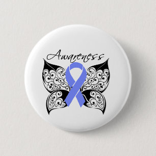 Macaron Rond 5 Cm Conscience de papillon de tatouage - Cancer