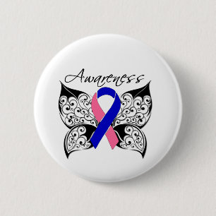 Macaron Rond 5 Cm Conscience de papillon de tatouage - cancer du