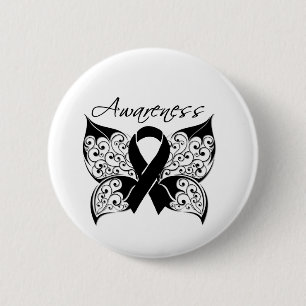 Macaron Rond 5 Cm Conscience de papillon de tatouage - mélanome