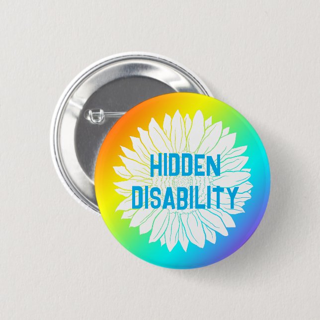Macaron Rond 5 Cm conscience du handicap caché (Devant & derrière)