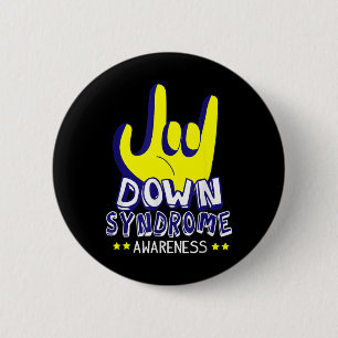 Macaron Rond 5 Cm Conscience du syndrome de Down Je vous aime ASL SI