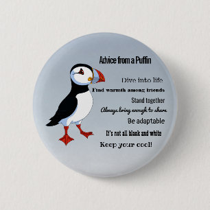 Macaron Rond 5 Cm Conseil d'un bouton Puffin Design