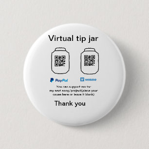 Macaron Rond 5 Cm Conseil virtuel jar q r code argent don PayPal ven