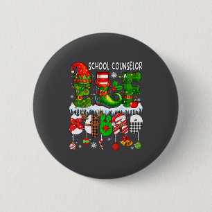 Macaron Rond 5 Cm Conseiller Scolaire Elf Squad Noël Chapeau Elf Col