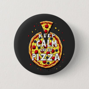 Macaron Rond 5 Cm Conserver calme et manger pizza : Conception parfa