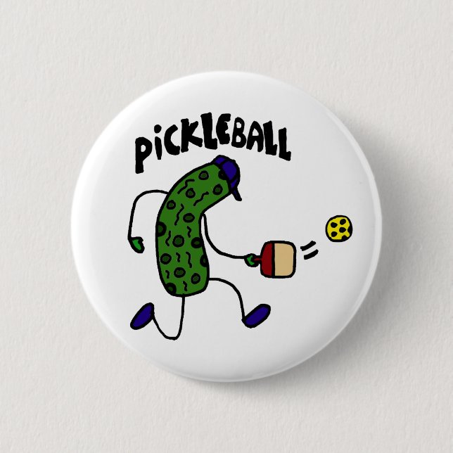 Macaron Rond 5 Cm Conserves au vinaigre drôles jouant Pickleball (Devant)