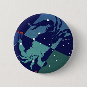 Macaron Rond 5 Cm Constellation du Cancer crabe Zodiaque Astrologie 