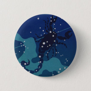 Macaron Rond 5 Cm Constellation Scorpio, Astrologie Zodiaque Vintage