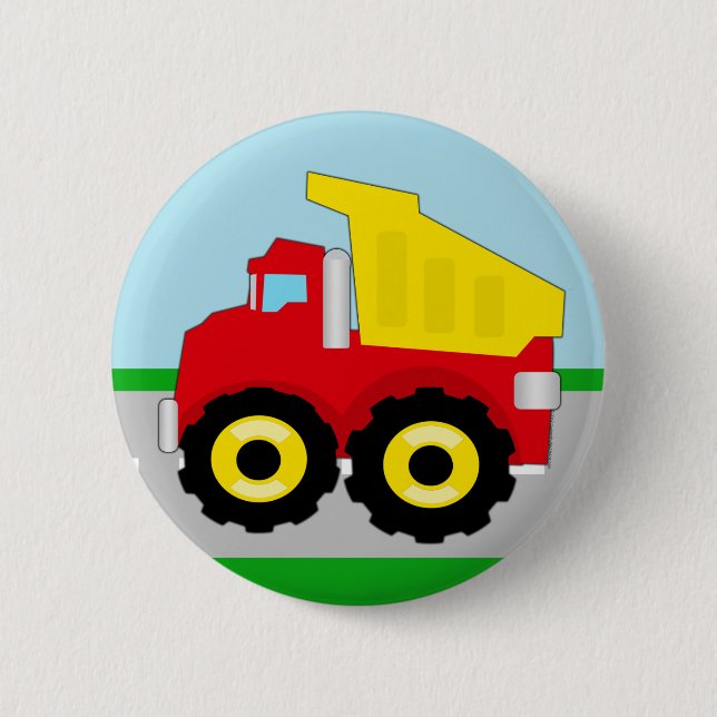 Macaron Rond 5 Cm Construction Dumptruck d'enfants (Devant)