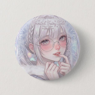 Macaron Rond 5 Cm Conte de Fées Givré : Fille Hivernale Esthétique a
