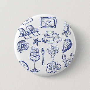 Macaron Rond 5 Cm Contour de la vie méditerranéenne