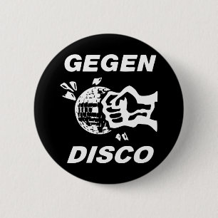 Macaron Rond 5 Cm Contre disco (blanc sur noir)