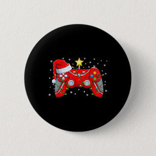 Macaron Rond 5 Cm Contrôleur de jeu vidéo Noël Santa Hat Gamer Bo