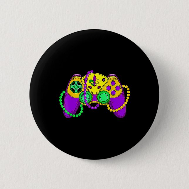 Macaron Rond 5 Cm Contrôleur de jeu vidéo Retro Casquette Mardi Gras (Devant)