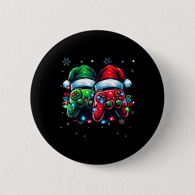 Macaron Rond 5 Cm Contrôleur Santa Hat Jeu de Noël Jeu de Noël X-mas (Devant)