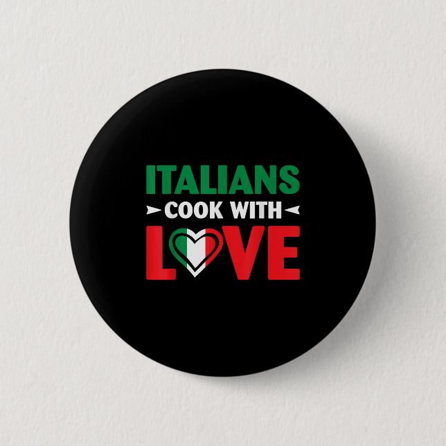 Macaron Rond 5 Cm Cook With Love Italian Chef Funny Sayings Quotes  (Devant)
