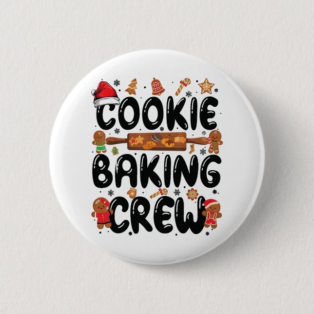 Macaron Rond 5 Cm Cookie Baking Crew Famille Noël Gingerbread Te (Devant)
