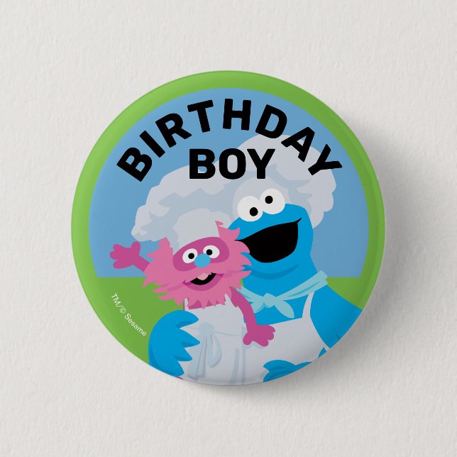 Macaron Rond 5 Cm Cookie Monster Food Truck Birthday Boy (Devant)