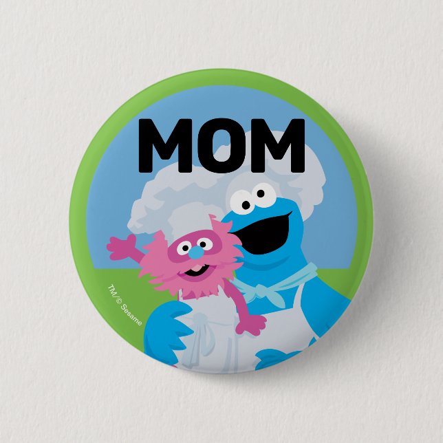 Macaron Rond 5 Cm Cookie Monster Nourriture Camion Anniversaire Mama (Devant)