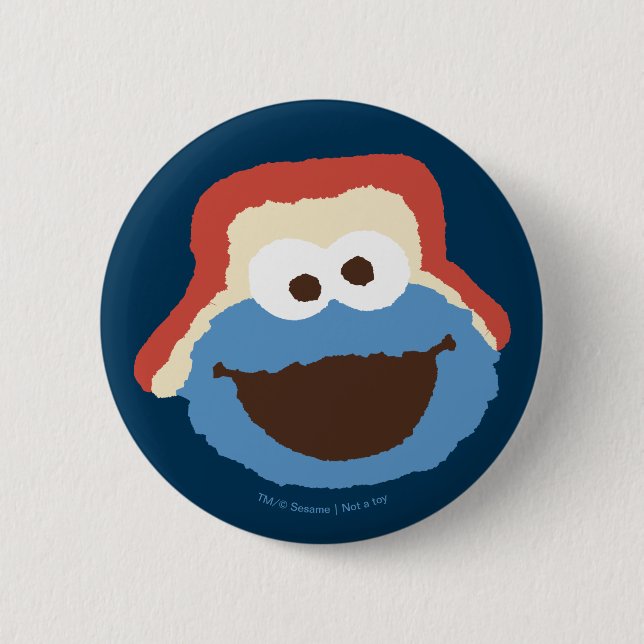 Macaron Rond 5 Cm Cookie Monster Visage de la Forêt (Devant)
