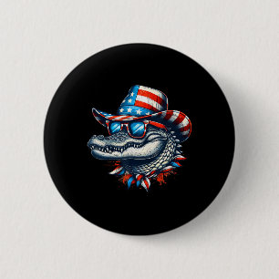 Macaron Rond 5 Cm Cool Alligator 4 juillet Fête de l'Indépendance Us