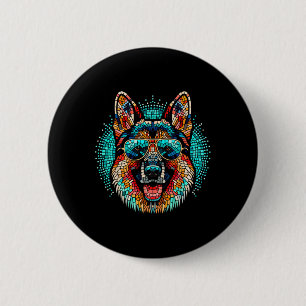 Macaron Rond 5 Cm Cool berger allemand chien mosaïque Art Style Chri
