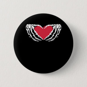 Macaron Rond 5 Cm Cool Classic Funny Skeleton Mains Coeur - Valentin