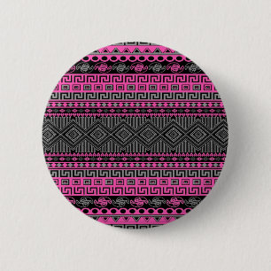 Macaron Rond 5 Cm Cool été rose vif chaud Aztec motif