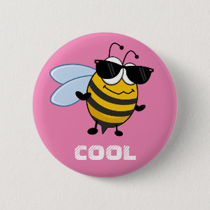 Macaron Rond 5 Cm Cool   Funny Tendy Bee personnalisable