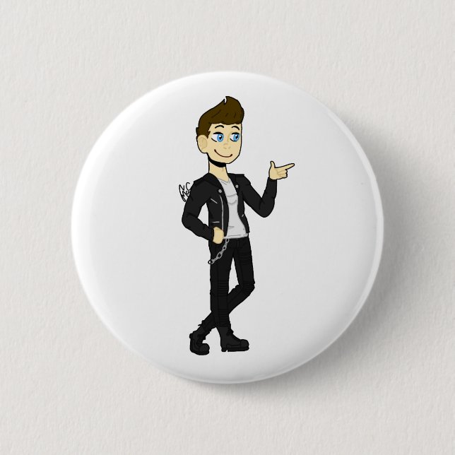 Macaron Rond 5 Cm cool "Jake" dans une veste en cuir (Devant)