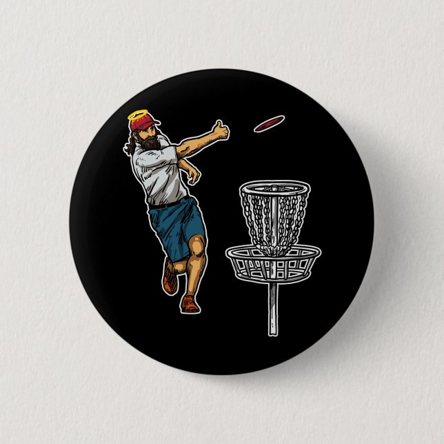 Macaron Rond 5 Cm Cool Jesus Disk Golf Idée cadeau (Devant)