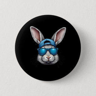 Macaron Rond 5 Cm Cool Jour de Pâques Visage de lapin avec Sungles H