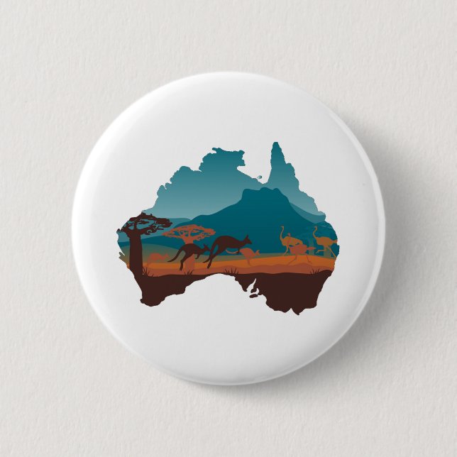 Macaron Rond 5 Cm Cool Kangaroo Australie voyage Support Australie (Devant)