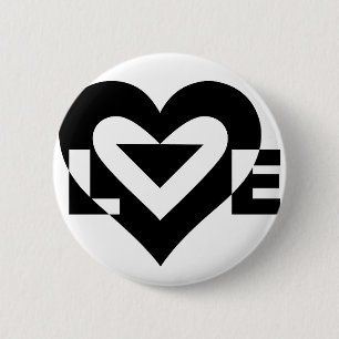 Macaron Rond 5 Cm Cool Love Graphic, Black
