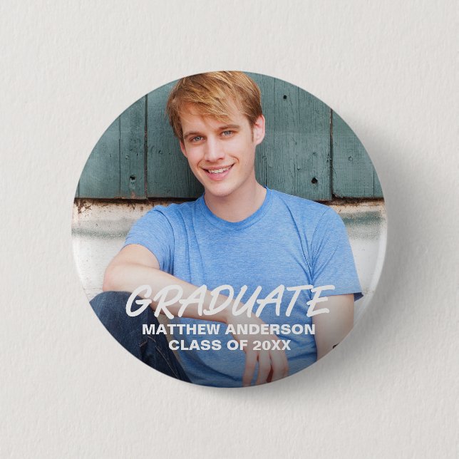 Macaron Rond 5 Cm Cool moderne - Faire-part de graduation (Devant)