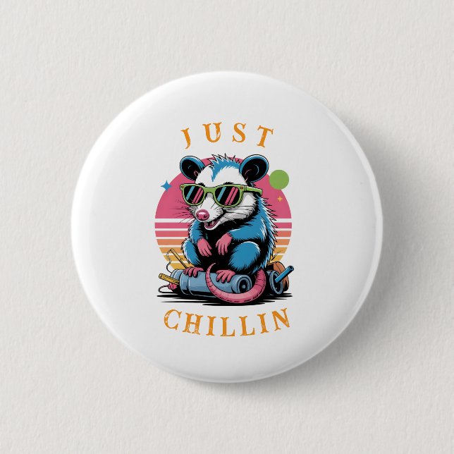 Macaron Rond 5 Cm Cool Opossum 80s Retro Flair (Devant)