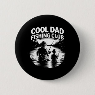 Macaron Rond 5 Cm Cool Papa Club de pêche Fête du Père Lac Vie Tee