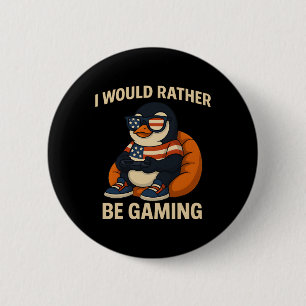 Macaron Rond 5 Cm Cool patriotique Funny American Penguin Gamer Vidé