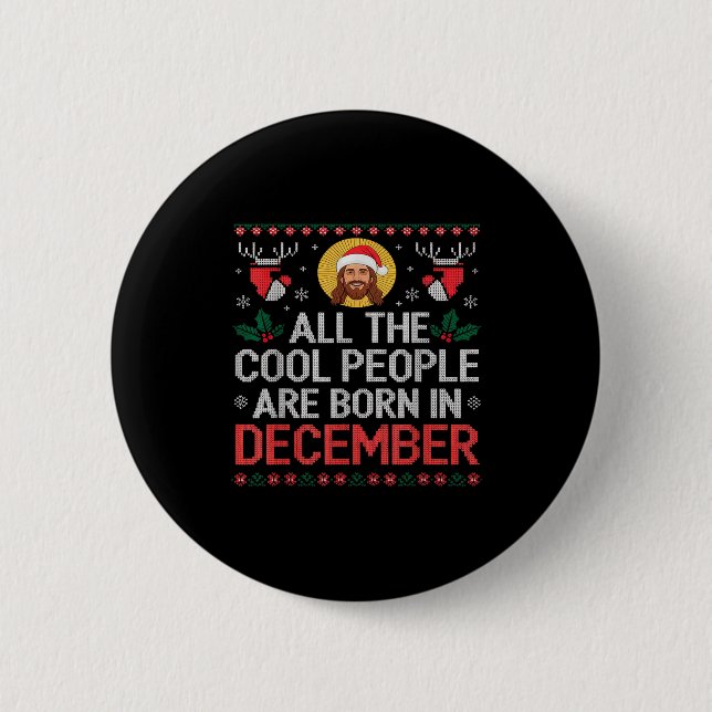 Macaron Rond 5 Cm Cool People Are Born In December Christian Christm (Devant)