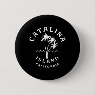 Macaron Rond 5 Cm Cool rétro Catalina Island Palm Tree Mens Femme C